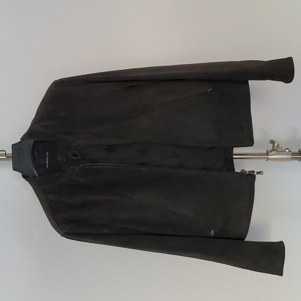John Varvatos suede leather jacket dark charcoal